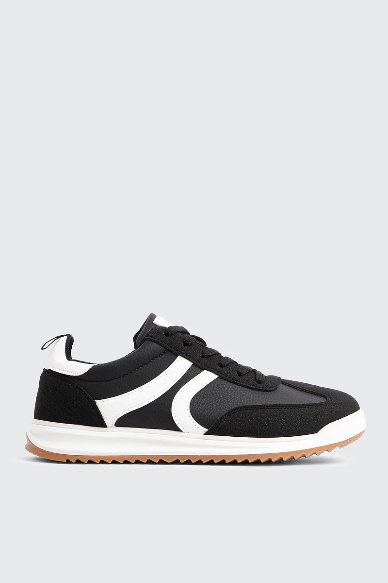 Ardene Man Contrast Sneakers For Men in Black | Size | Faux Leather/Faux Suede