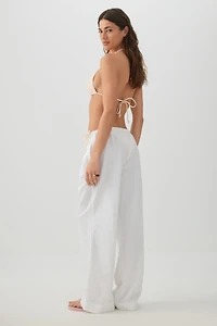 Pantalon large taille mi-haute