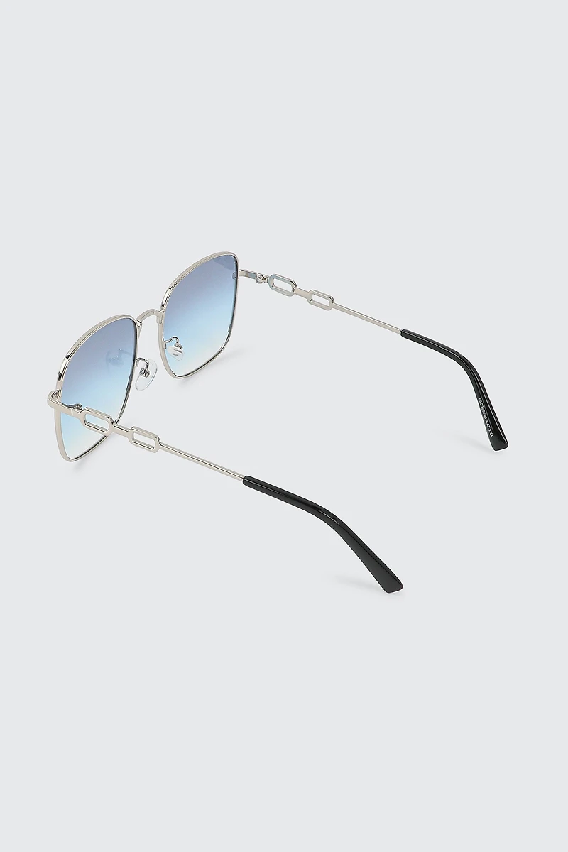 Lunettes de soleil carrées à branches accent