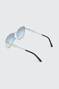 Lunettes de soleil carrées à branches accent