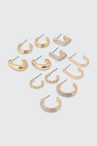 Ardene 6-Pack Assorted Hoop Earrings in Gold | Stainless Steel