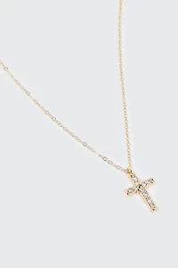 Collier croix plaqué or 14K