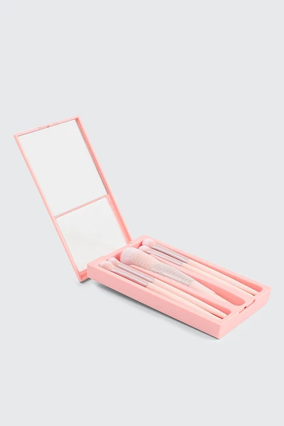 Ardene 5-Pack Makeup Brush & Case in Light Pink