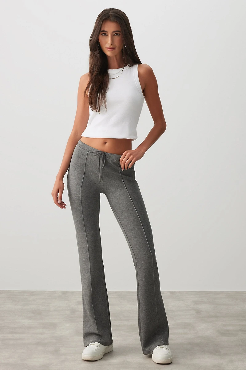 Ardene Flare Scuba Pants in Grey | Size | Polyester/Spandex