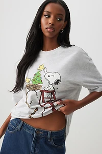 Ardene Oversized Snoopy T-Shirt in Grey | Size | 100% Cotton