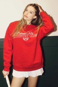 Ardene Unisex Tennis Club Sweatshirt in Red | Size Medium | Cotton | Eco-Conscious