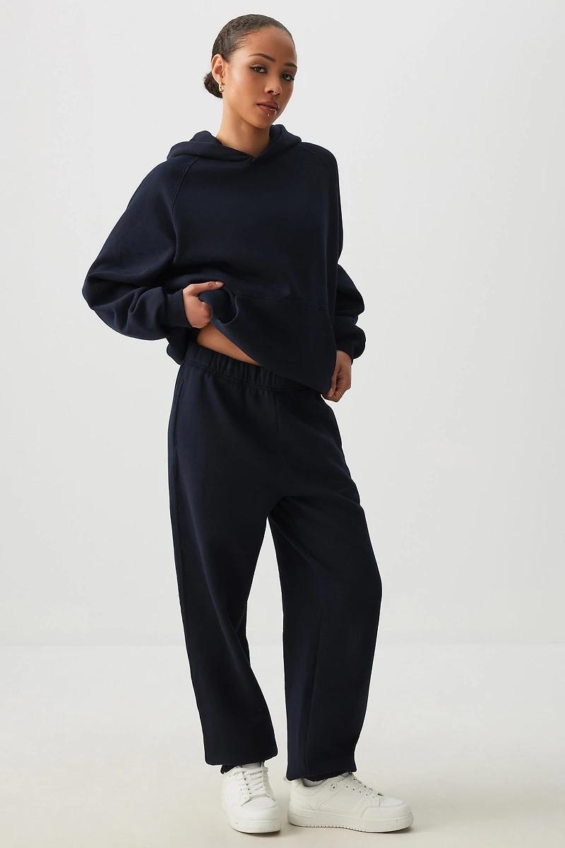 Ardene Washed Sweatpants in Dark Blue | Size | Polyester/Cotton | Fleece-Lined