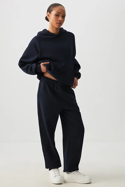 Ardene Washed Sweatpants in Dark Blue | Size | Polyester/Cotton | Fleece-Lined