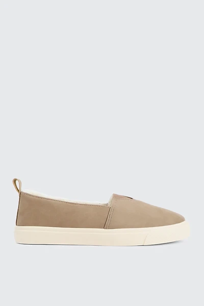 Ardene Sherpa Lined Slip On Sneakers in Beige | Size | Faux Suede