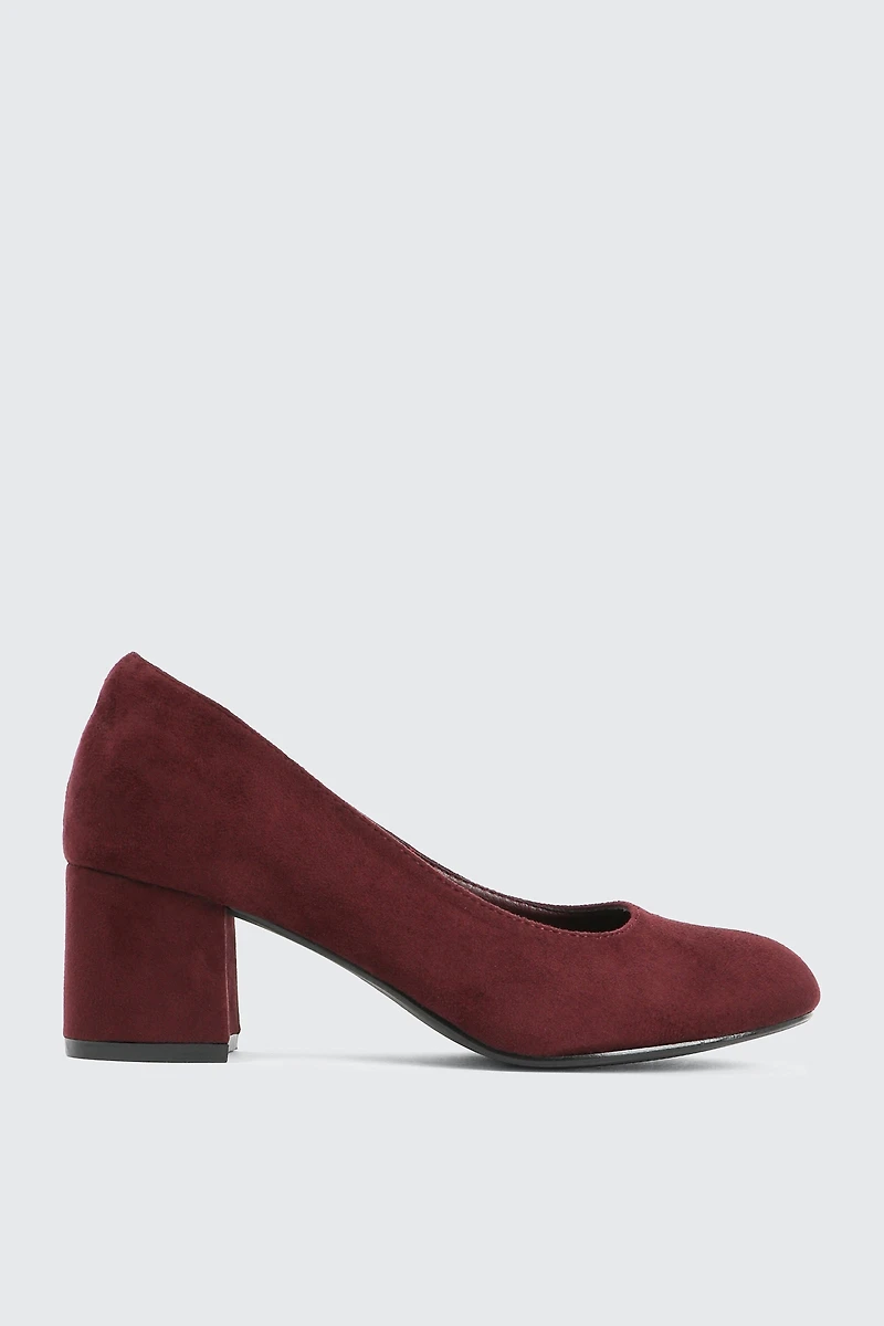 Ardene Block Heel Pumps in Burgundy | Size | Faux Suede | Eco-Conscious