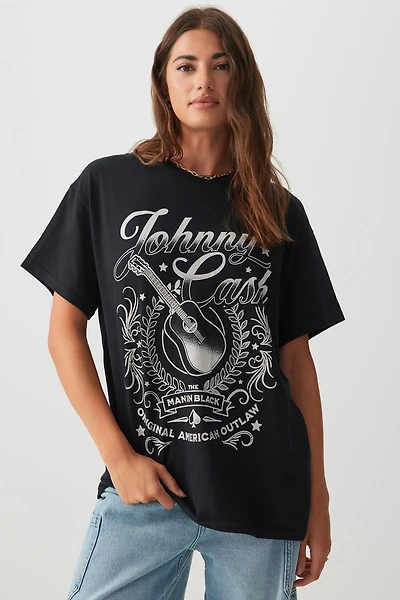 Ardene Johnny Cash Graphic T-Shirt in Black | Size | 100% Cotton