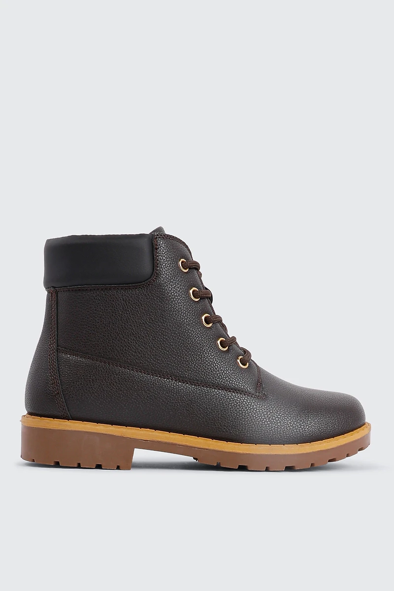 Ardene Lace Up Booties in Brown | Size | Faux Suede
