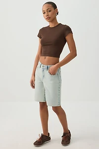 Bermuda en denim à taille haute