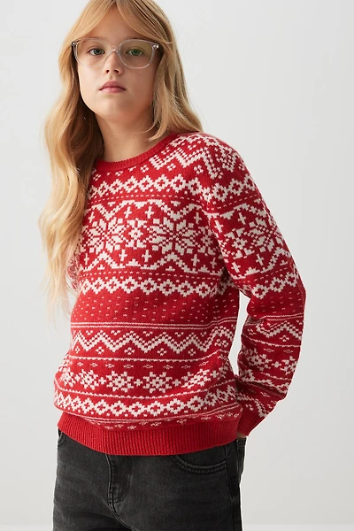 Ardene Kids Family Holiday Sweater in Red | Size | Polyester/Elastane