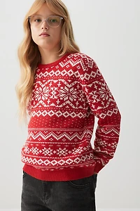 Ardene Kids Family Holiday Sweater in Red | Size | Polyester/Elastane