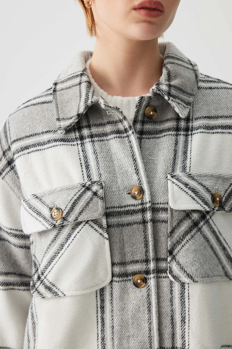 Veste-chemise à carreaux doublée en sherpa