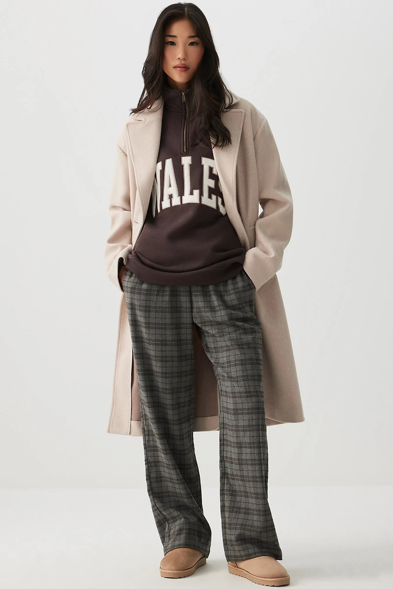Ardene Two-Button Brushed Felt Coat in Beige | Size | Polyester