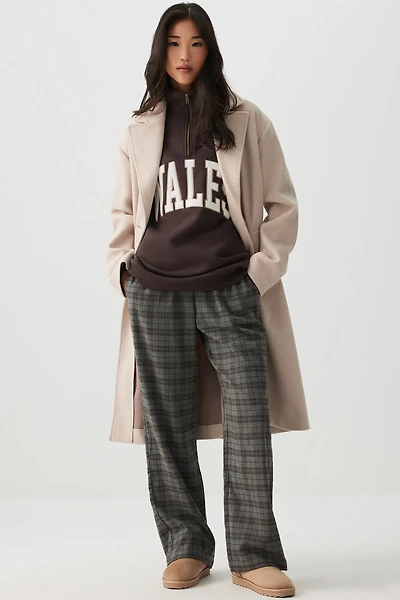 Ardene Two-Button Brushed Felt Coat in Beige | Size | Polyester