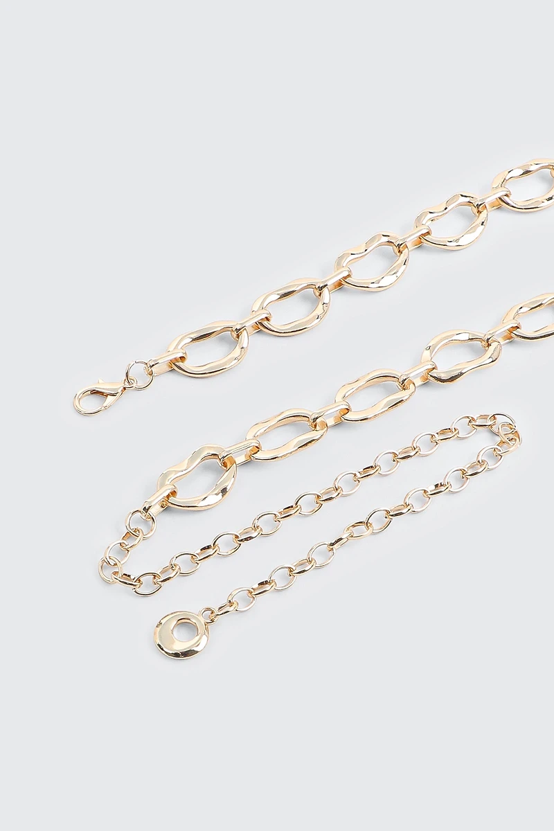 Ceinture à maillons ovales martelés