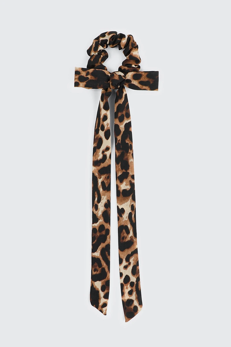 Ardene Bow Scrunchie in Brown | Polyester/Elastane