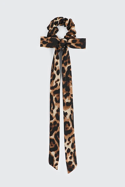 Ardene Bow Scrunchie in Brown | Polyester/Elastane