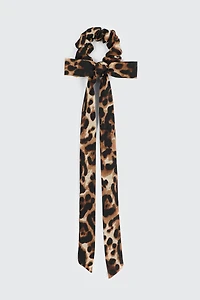 Ardene Bow Scrunchie in Brown | Polyester/Elastane