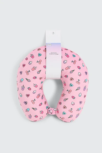 Ardene Kids Printed Travel Pillow in Light Pink