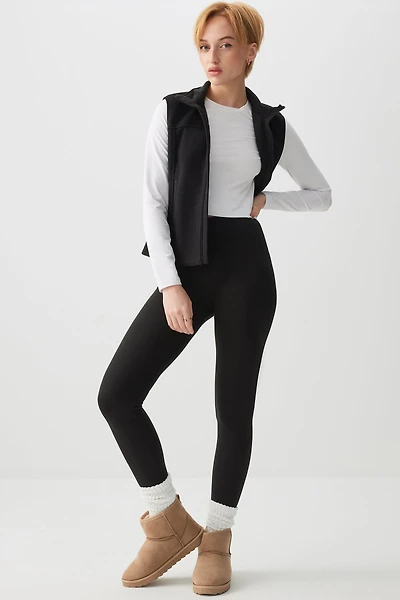 Ardene Super Soft Wide Waistband Leggings in Black | Size | Polyester/Spandex | Eco-Conscious
