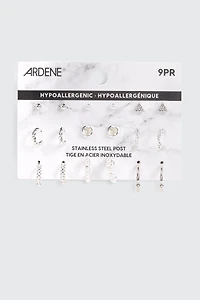 9 paires d'anneaux et clous d'oreilles