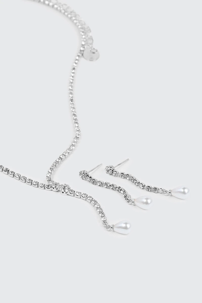 Ensemble collier Y et boucles d'oreilles