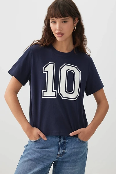 Ardene Short Jersey T-Shirt in Dark Blue | Size | 100% Cotton