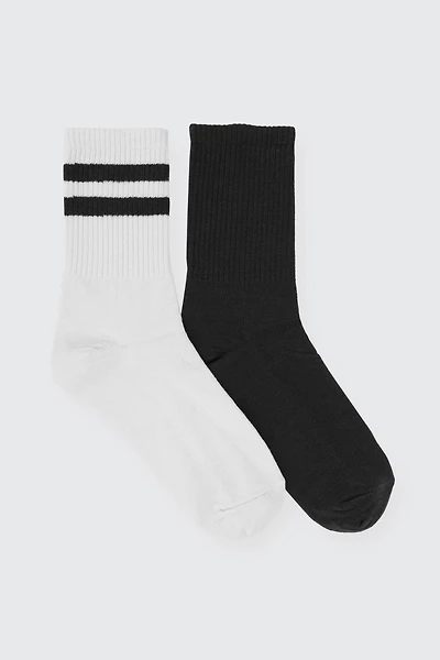 Ardene 2-Pack Recycled Polyester Crew Socks in Black | Polyester/Spandex | Eco-Conscious