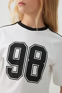 T-shirt carré à rayures contrastantes