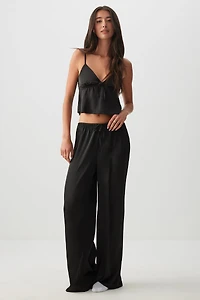 Ardene Wide Leg Satin Lounge Pants in | Size | Polyester/Spandex | Eco-Conscious
