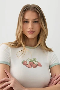 T-shirt graphique à bordures contrastantes