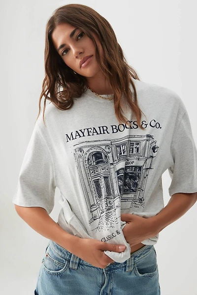 Ardene Oversized Graphic T-Shirt in Light Grey | Size | 100% Cotton