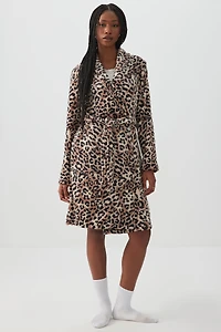 Ardene SUNDAYSOFT Short Robe in Beige | Size Small | Polyester | Eco-Conscious