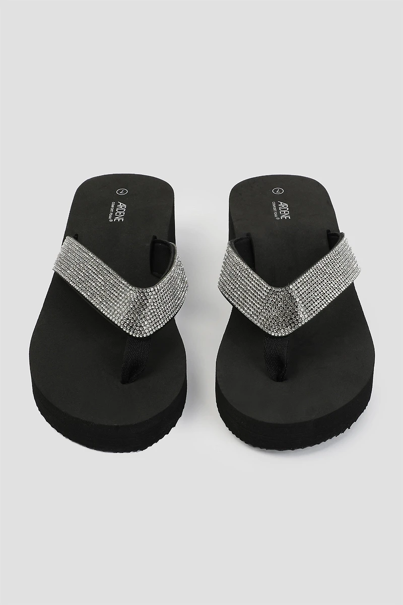 Sandales bride V à cristaux