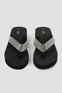 Sandales bride V à cristaux