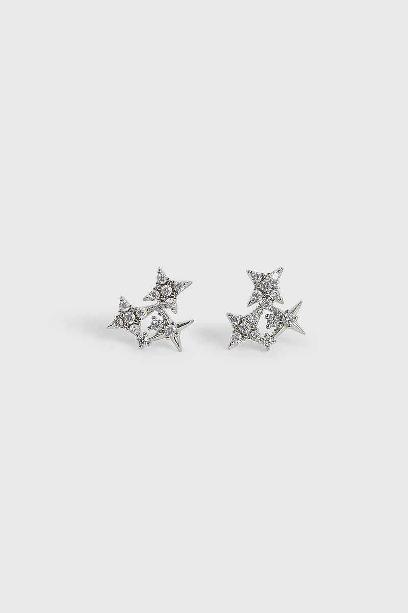 Ardene Star Cluster Earrings in Silver | Stainless Steel