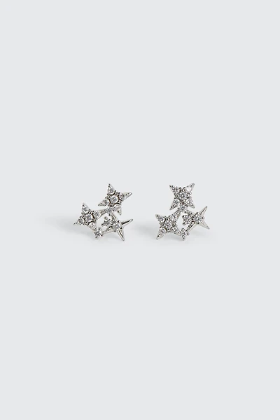 Ardene Star Cluster Earrings in Silver | Stainless Steel