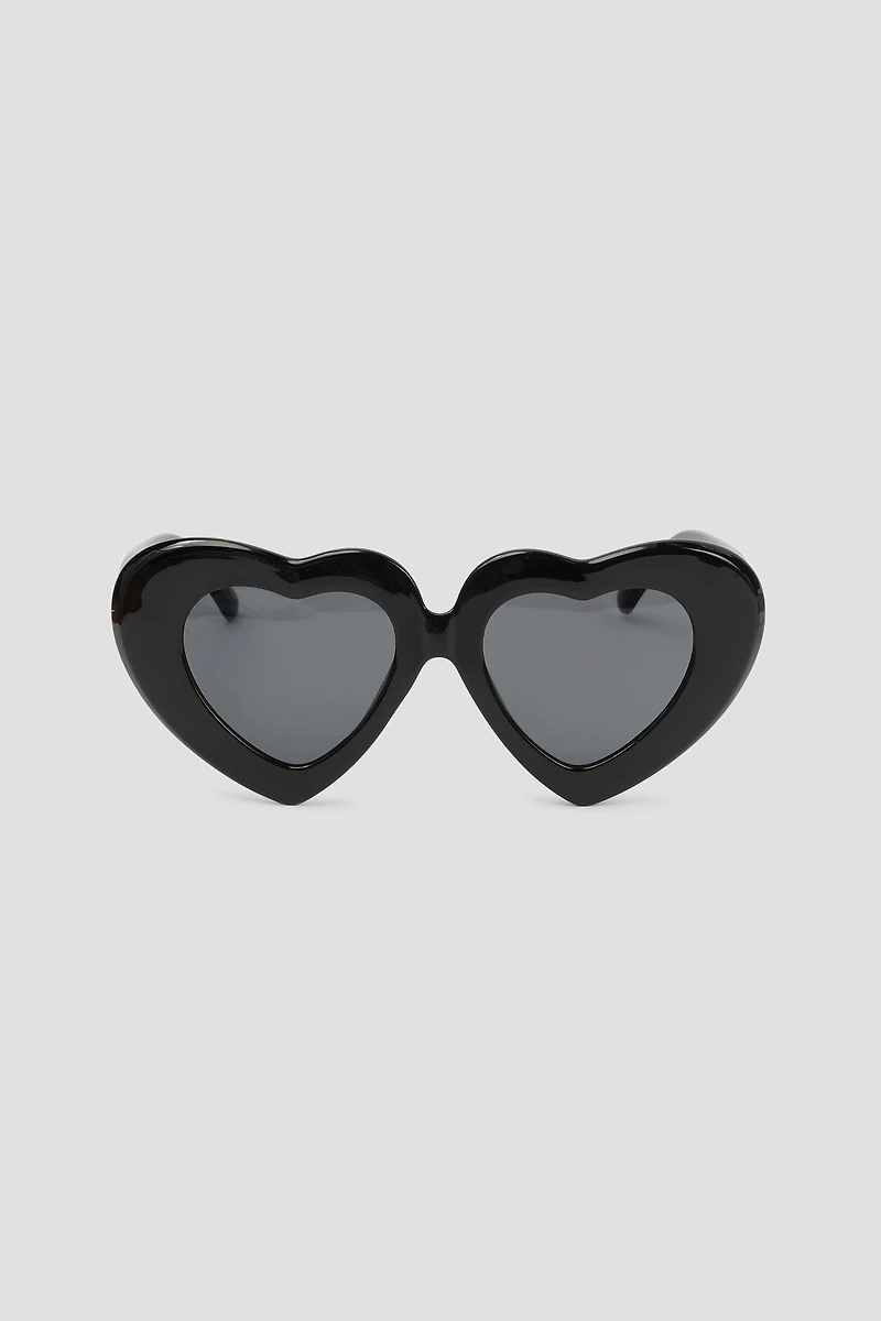 Ardene Heart Shaped Sunglasses in Black