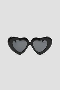 Ardene Heart Shaped Sunglasses in Black