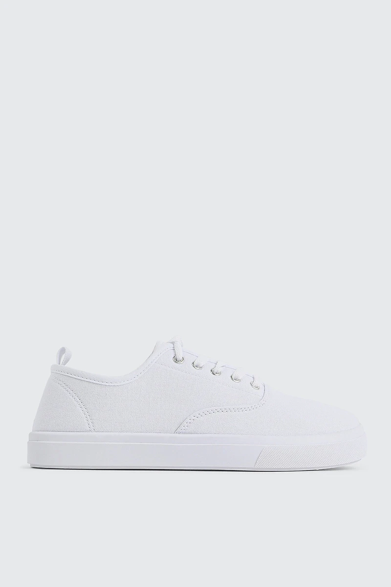 Ardene Low Top Canvas Sneakers in White | Size | Eco-Conscious