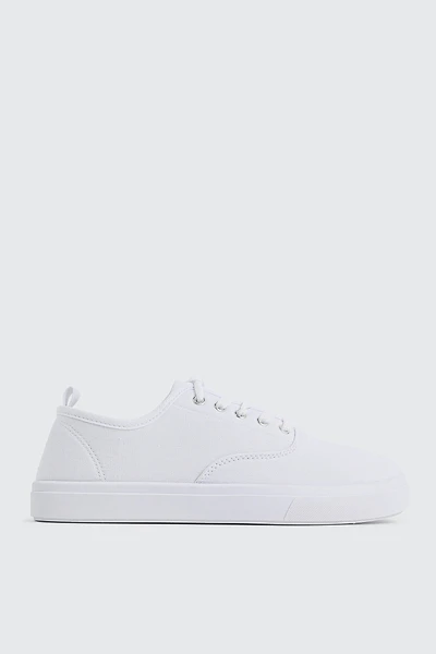 Ardene Low Top Canvas Sneakers in White | Size | Eco-Conscious