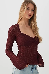 Haut à manches longues en dentelle