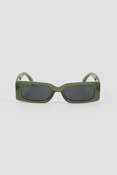 Ardene Rounded Rectangle Sunglasses in Khaki