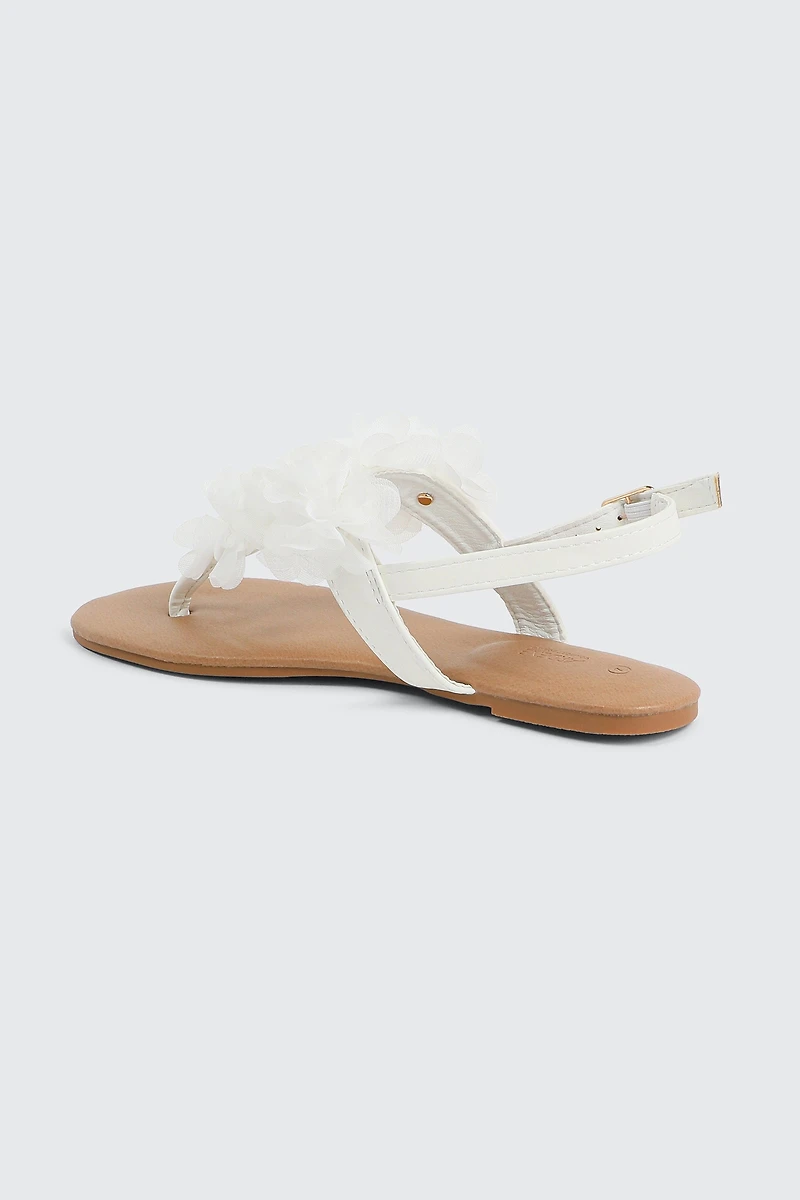 Sandales à bride V et fleurs 3D