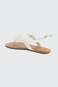 Sandales à bride V et fleurs 3D