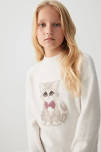 Chandail col rond en jacquard